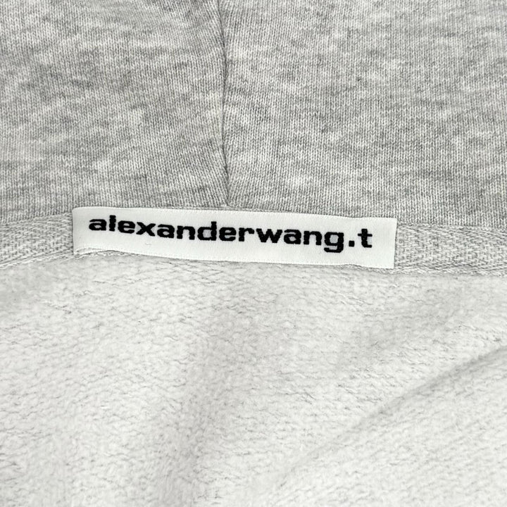 極美品★Alexander Wang アレキサンダーワン 4CC1252112 コットン100％ ラインストーン 裏起毛 ZIP UP パーカー グレー XS 正規品