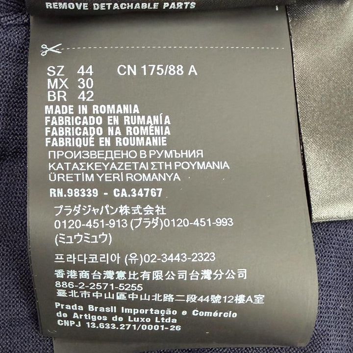 未使用品◇PRADA プラダ 2024年製 DNA00T バージンウール100％ 襟付き 2WAY 長袖ポロシャツ ニット ネイビー 44 正規品 レディース