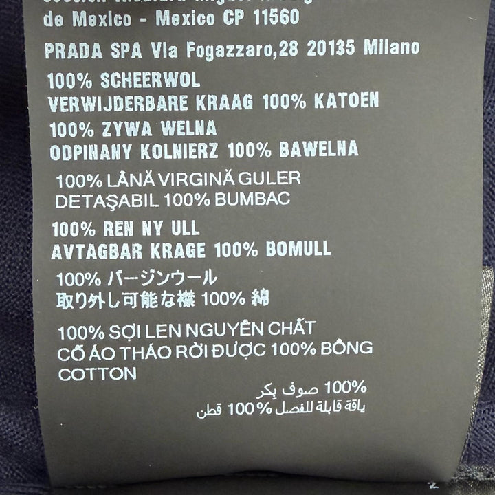 未使用品◇PRADA プラダ 2024年製 DNA00T バージンウール100％ 襟付き 2WAY 長袖ポロシャツ ニット ネイビー 44 正規品 レディース
