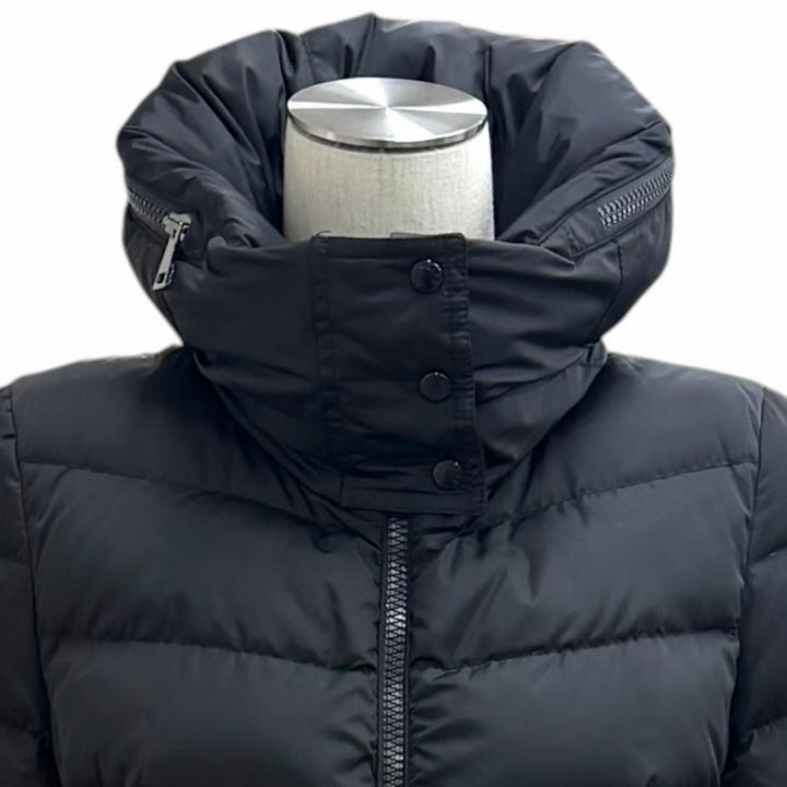 美品★MONCLER モンクレール 2018年製 D20934993105 FLAMMETTE フード収納 ロゴワッペン付 ZIP UP ダウンコート ブラック 00 正規品
