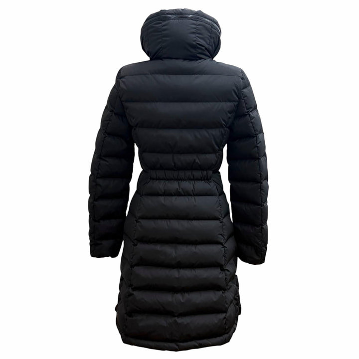 美品★MONCLER モンクレール 2018年製 D20934993105 FLAMMETTE フード収納 ロゴワッペン付 ZIP UP ダウンコート ブラック 00 正規品