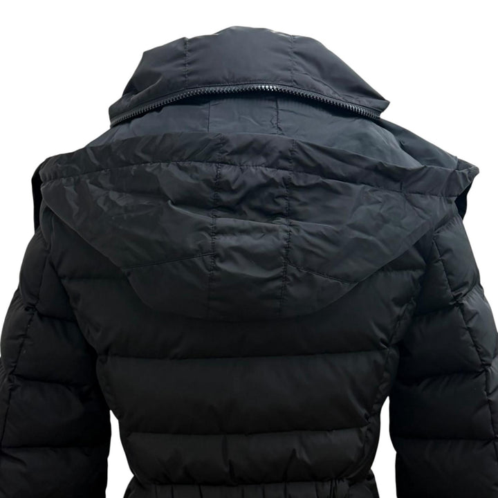美品★MONCLER モンクレール 2018年製 D20934993105 FLAMMETTE フード収納 ロゴワッペン付 ZIP UP ダウンコート ブラック 00 正規品