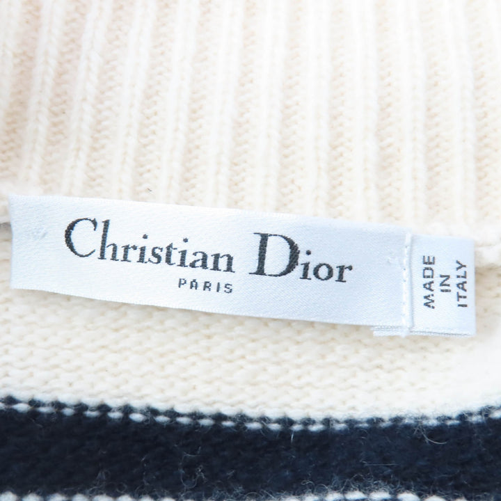 極美品☆Christian Dior クリスチャンディオール 224G02AM309 カシミヤ マニエール マリンニット セーラーカラー カーディガン 46 正規品