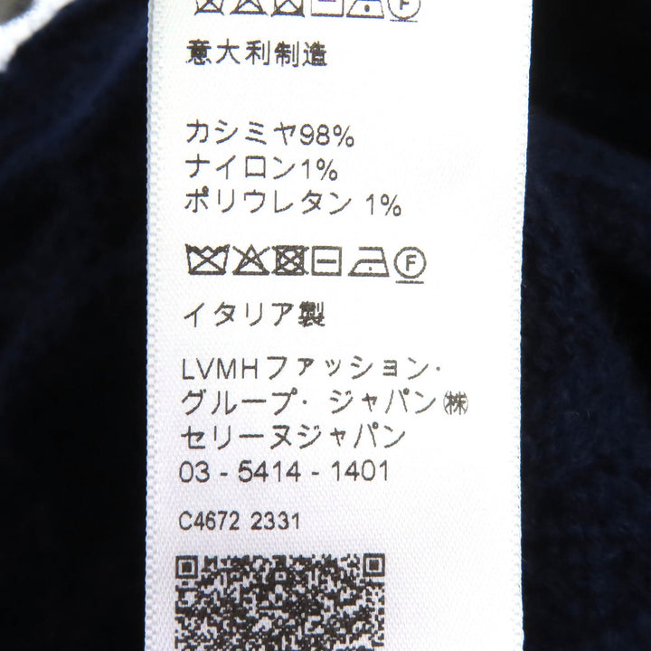 未使用品△CELINE セリーヌ 2AE0L362W カシミヤ トリオンフ刺繍 ケーブルニット ビーニー ニットキャップ ネイビー 伊製 正規品 メンズ