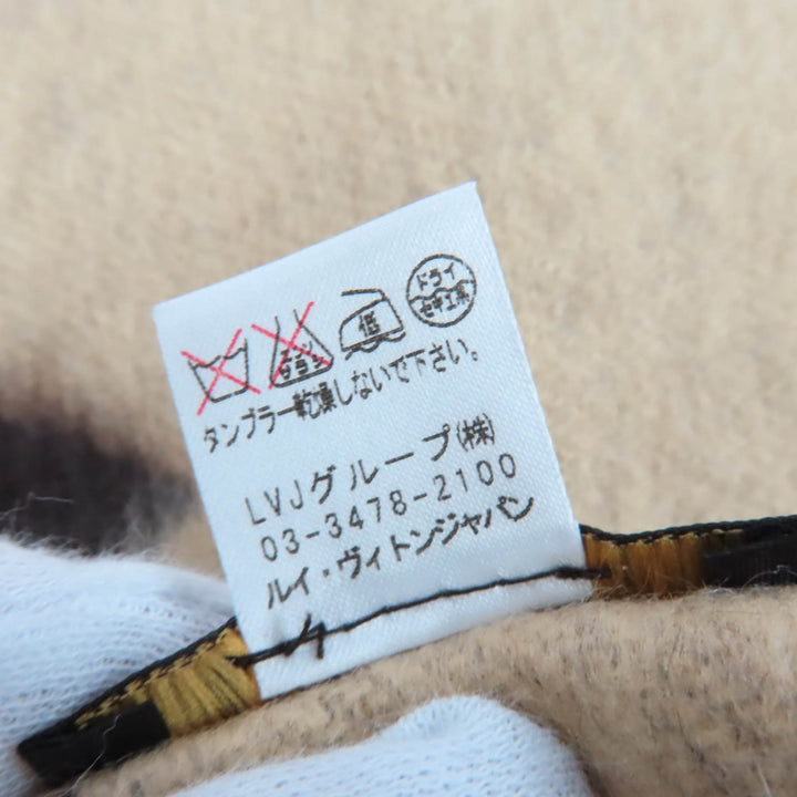 美品☆LOUIS VUITTON ルイヴィトン 401486 エシャルプ・レイキャビック カシミヤ100％ モノグラム フリンジ付 マフラー ブラウン 正規品