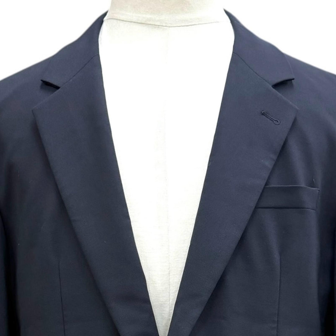 【ドンドン見直し】美品 ▼WOOYOUNGMI ウーヨンミ ウール100% ロゴ金具 テーラード スラック パンツ スーツ セットアップ 紺 正規品