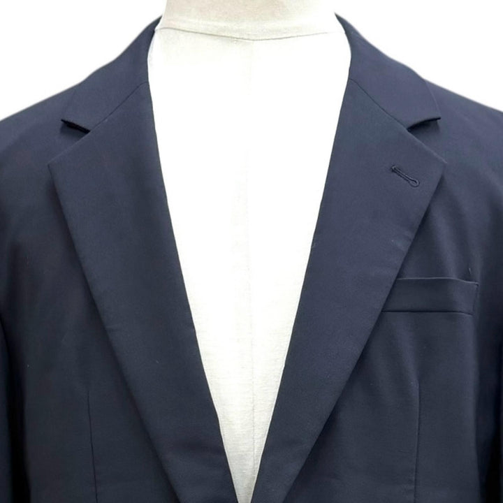 【ドンドン見直し】美品 ▼WOOYOUNGMI ウーヨンミ ウール100% ロゴ金具 テーラード スラック パンツ スーツ セットアップ 紺 正規品