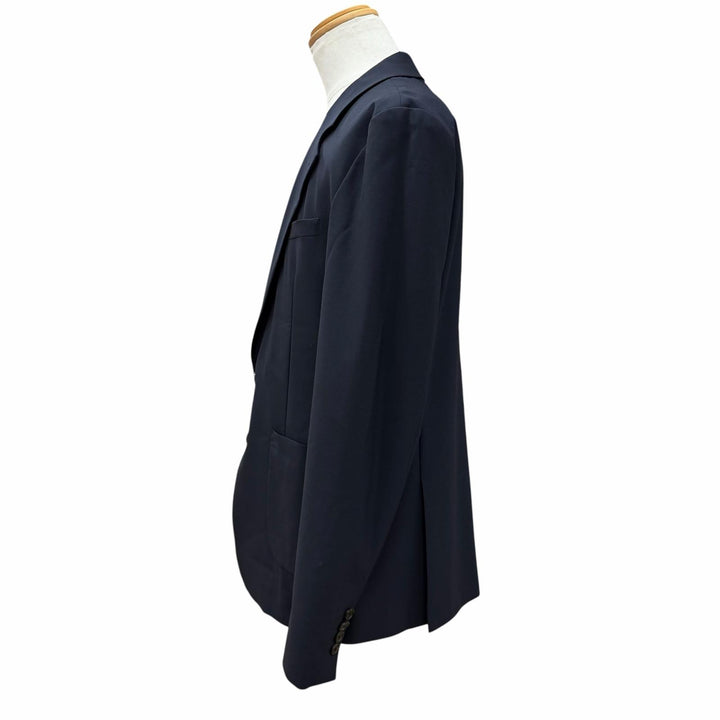【ドンドン見直し】美品 ▼WOOYOUNGMI ウーヨンミ ウール100% ロゴ金具 テーラード スラック パンツ スーツ セットアップ 紺 正規品