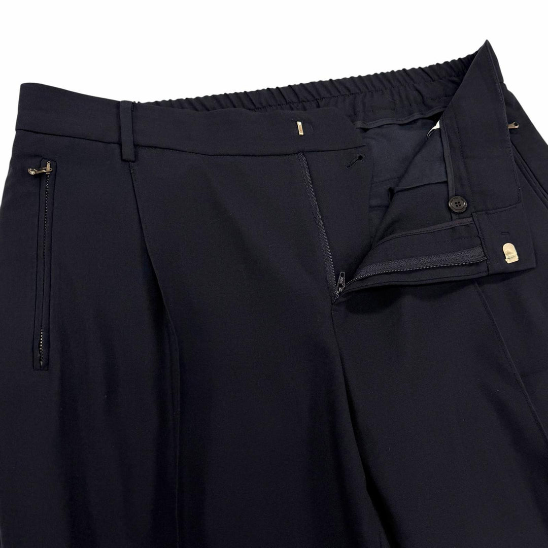 【ドンドン見直し】美品 ▼WOOYOUNGMI ウーヨンミ ウール100% ロゴ金具 テーラード スラック パンツ スーツ セットアップ 紺 正規品