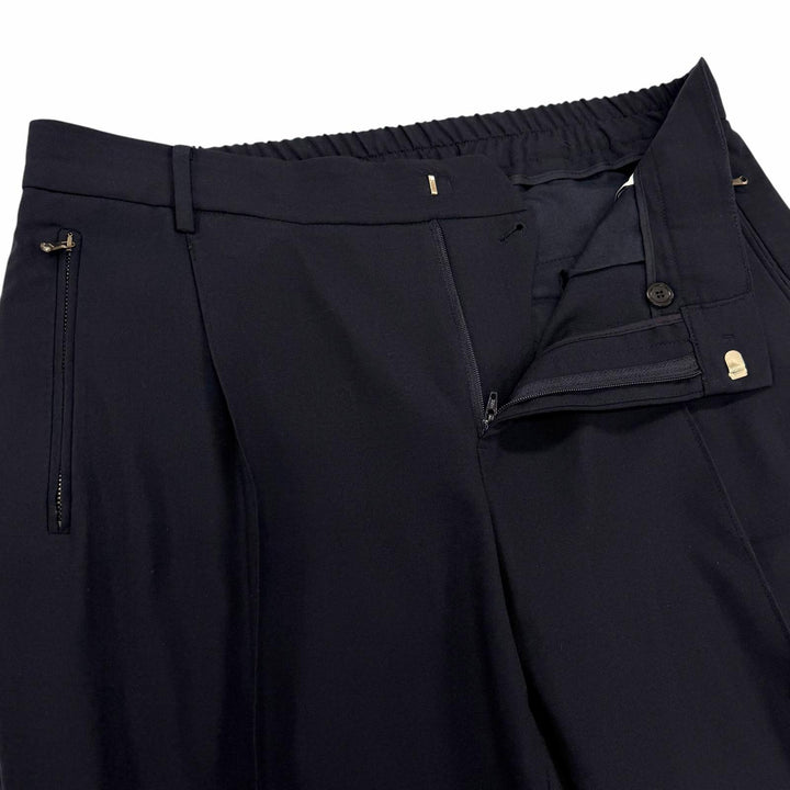 【ドンドン見直し】美品 ▼WOOYOUNGMI ウーヨンミ ウール100% ロゴ金具 テーラード スラック パンツ スーツ セットアップ 紺 正規品