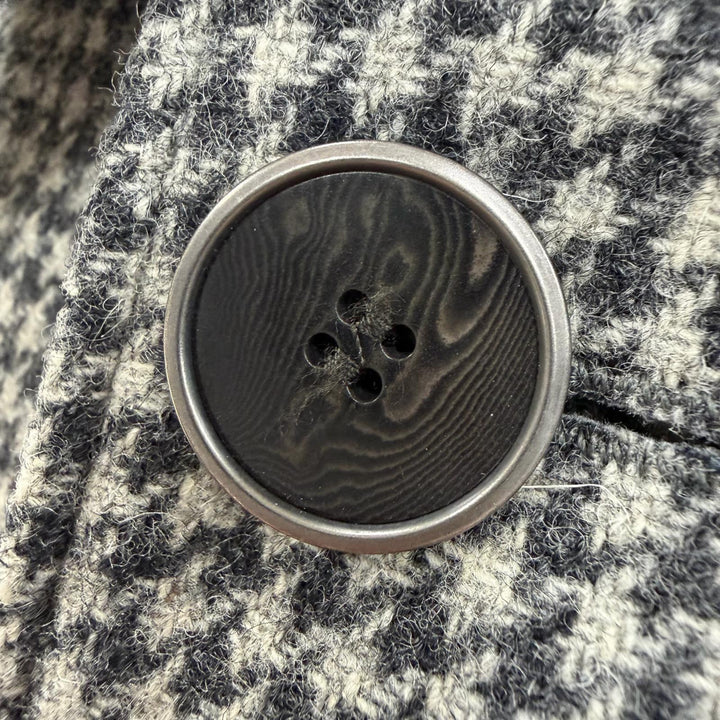 極美品▼HUGO BOSS ヒューゴボス ウール100% ツイード 千鳥格子柄 ロゴプレート付き ステンカラーコート グレー系 46 正規品 メンズ