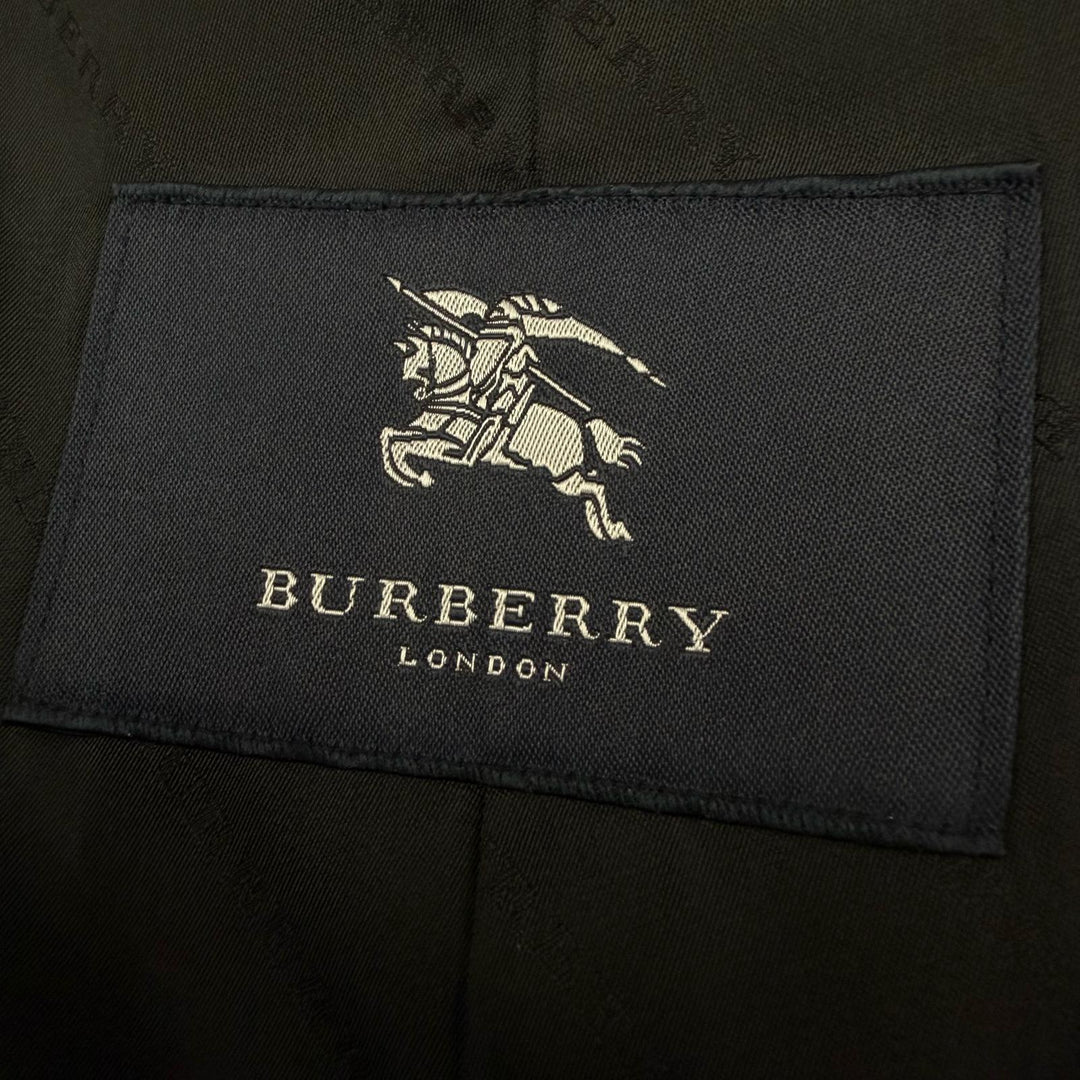 美品▼BURBERRY LONDON バーバリーロンドン ウール シルク 比翼仕立て ロングコート ダークグレー M 日本製 正規品 メンズ ビジネス◎