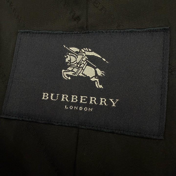 美品▼BURBERRY LONDON バーバリーロンドン ウール シルク 比翼仕立て ロングコート ダークグレー M 日本製 正規品 メンズ ビジネス◎