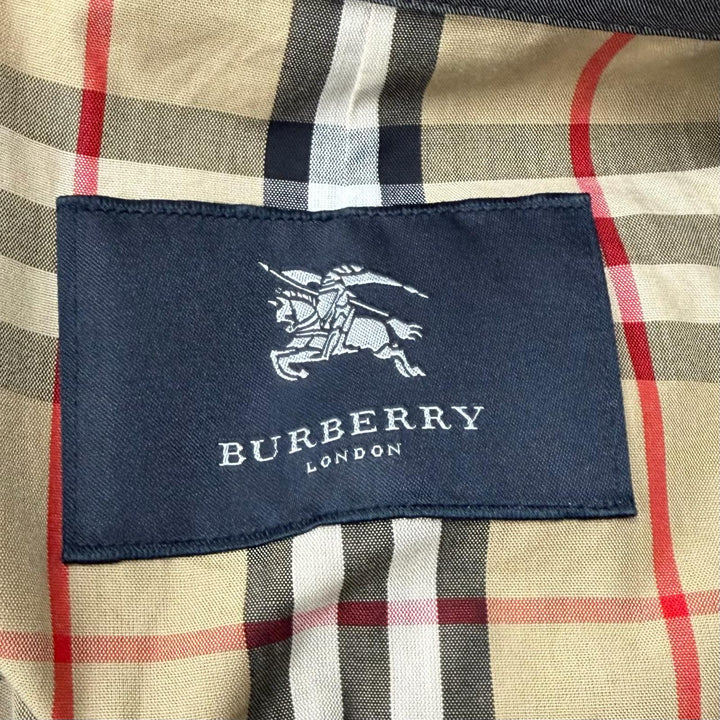 美品★BURBERRY LONDON バーバリーロンドン コットン100％ ロゴボタン・ベルト付 裏地ノバチェック柄 トレンチコート グレー 11 正規品