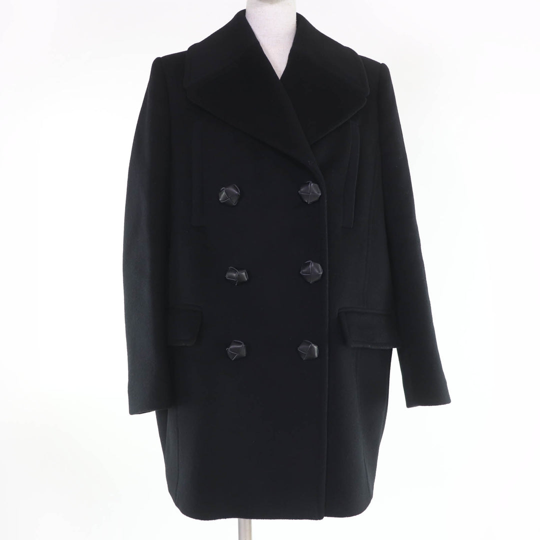 美品☆Alexander McQueen アレキサンダーマックイーン 2023年製 775502 ウール ダブルブレスト コート ブラック 38 正規品 レディース