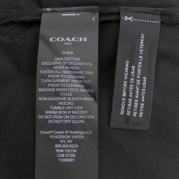 未使用品▲COACH コーチ 2024年製 CV303 コットン シャツ ドレス・タイ コットン100％ ロゴ刺繍 ワンピース ブラック L 正規品 レディース