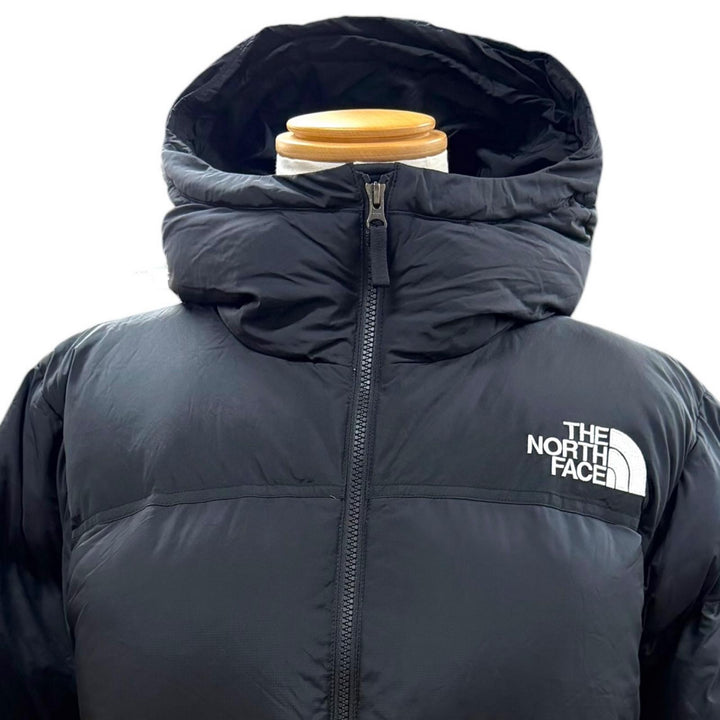 極美品▼THE NORTH FACE ザ・ノースフェイス ND92331 Nuptse Hoodie ロゴ刺繍 フーデッド ダウンジャケット ブラック L 正規品 メンズ