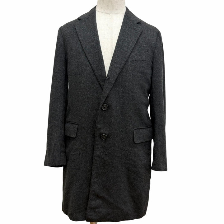 美品□CARUSO カルーゾ カシミヤ100％ 伊勢丹別注 ロロピアーナ社製生地使用 チェスターコート チャコールグレー 46 イタリア製 正規品