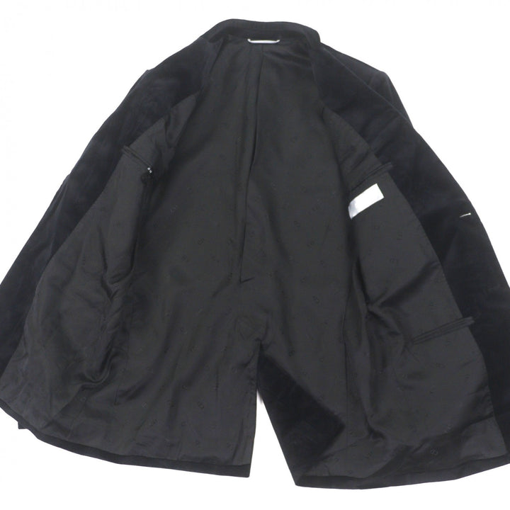 極美品▼DIOR ディオール オム 923C216A454 ロゴ入ボタン ベロア シングルジャケット テーラード ブラック 46 イタリア製 正規品 メンズ