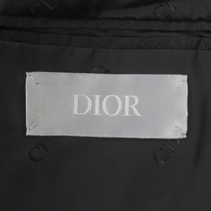 極美品▼DIOR ディオール オム 923C216A454 ロゴ入ボタン ベロア シングルジャケット テーラード ブラック 46 イタリア製 正規品 メンズ