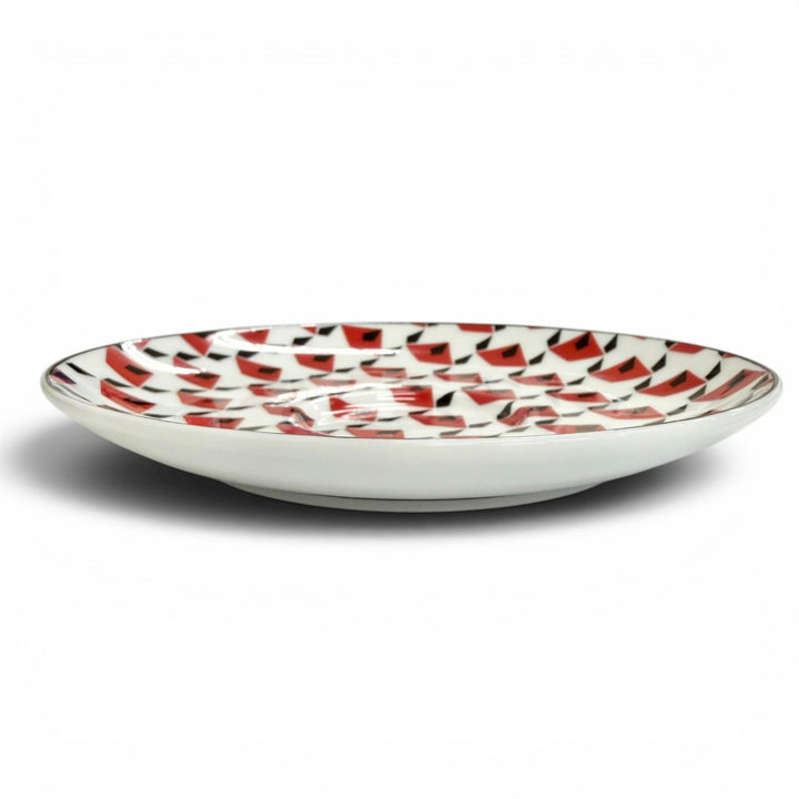極美品△PRADA プラダ ホームコレクション ポーセリン ティーカップ セット Vienna Red カップ ソーサー 食器 レッド ホワイト ブラック