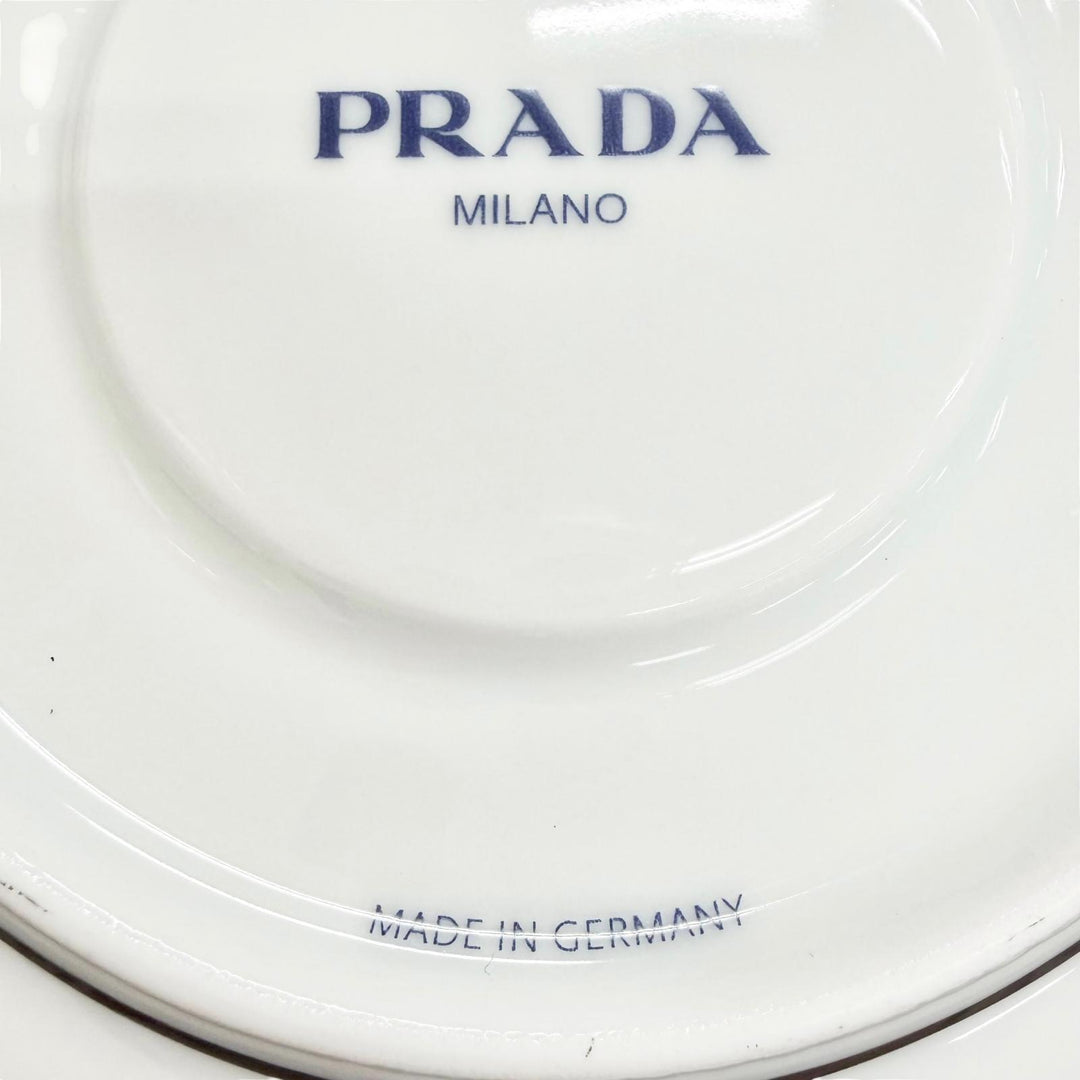 極美品△PRADA プラダ ホームコレクション ポーセリン ティーカップ セット Vienna Red カップ ソーサー 食器 レッド ホワイト ブラック