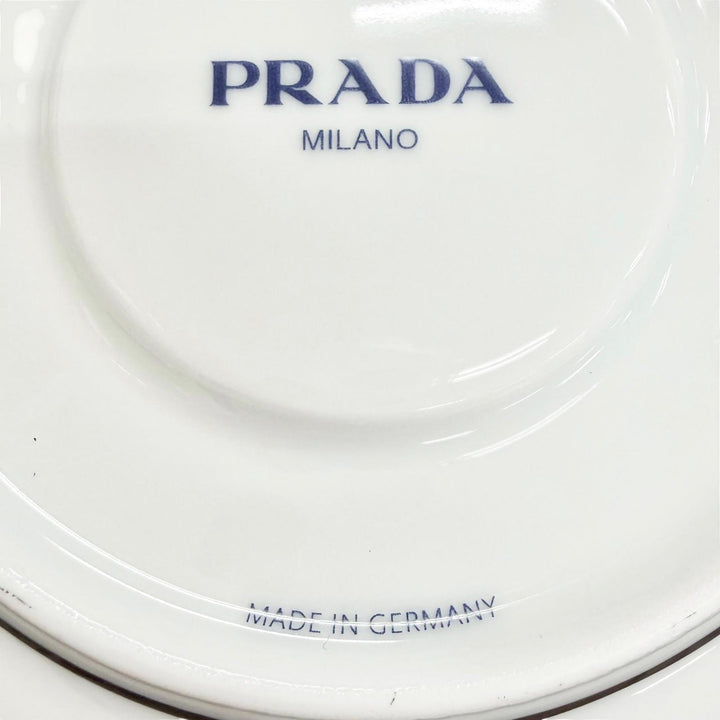極美品△PRADA プラダ ホームコレクション ポーセリン ティーカップ セット Vienna Red カップ ソーサー 食器 レッド ホワイト ブラック