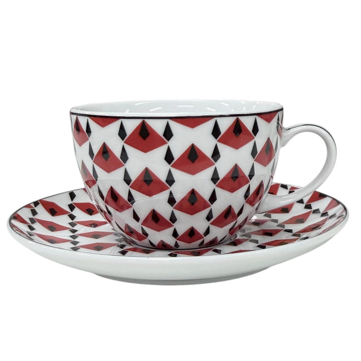 未使用品★PRADA プラダ ホームコレクション ポーセリン ティーカップ 2点セット Vienna Red ソーサー付きカップ 食器 定価61600円 箱付