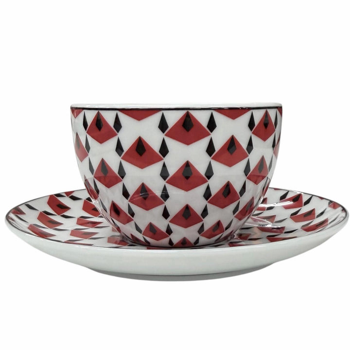 未使用品★PRADA プラダ ホームコレクション ポーセリン ティーカップ 2点セット Vienna Red ソーサー付きカップ 食器 定価61600円 箱付