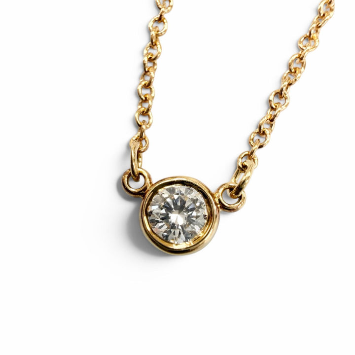 美品☆TIFFANY&amp;Co. ティファニー バイザヤード 1P ダイヤ ネックレス 750（YG） ダイヤモンド約0.05ct イエローゴールド 重量1.77g