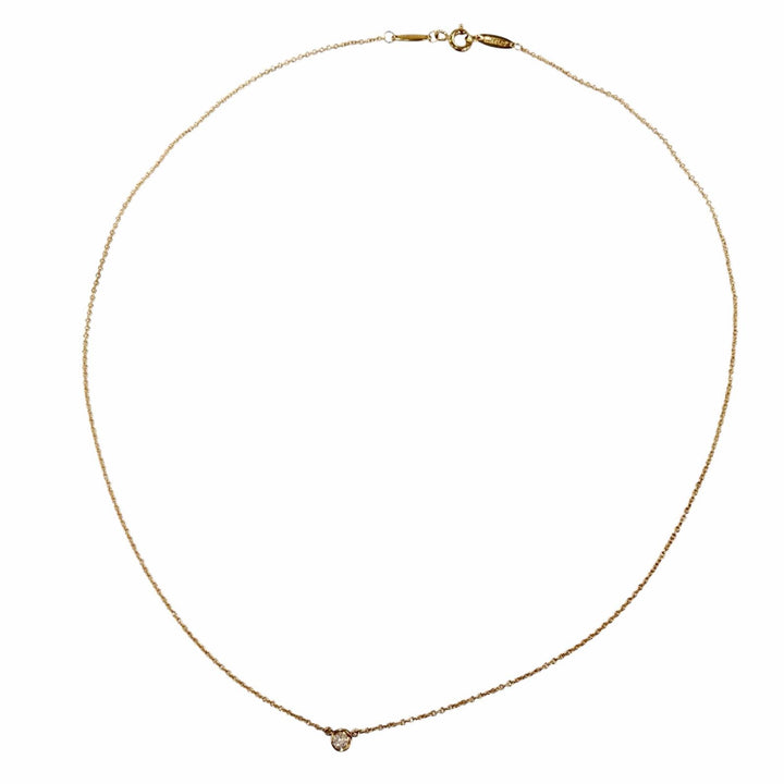 美品☆TIFFANY&amp;Co. ティファニー バイザヤード 1P ダイヤ ネックレス 750（YG） ダイヤモンド約0.05ct イエローゴールド 重量1.77g
