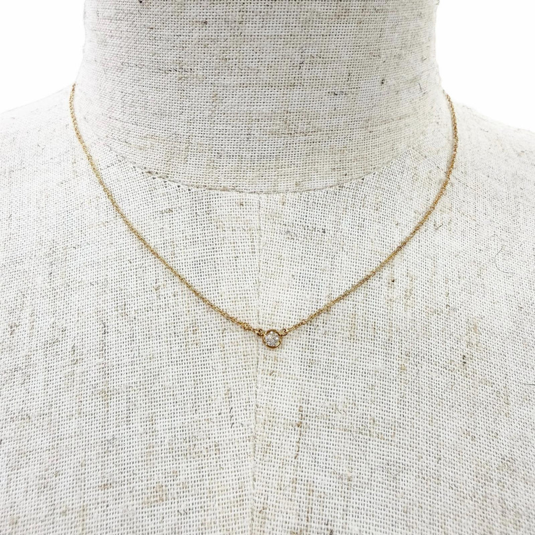 美品☆TIFFANY&amp;Co. ティファニー バイザヤード 1P ダイヤ ネックレス 750（YG） ダイヤモンド約0.05ct イエローゴールド 重量1.77g