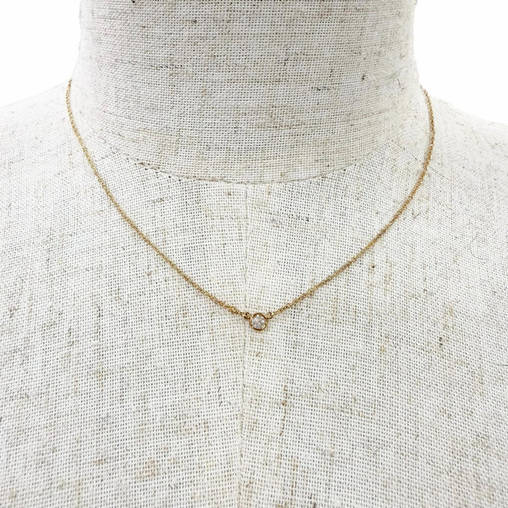 美品☆TIFFANY&amp;Co. ティファニー バイザヤード 1P ダイヤ ネックレス 750（YG） ダイヤモンド約0.05ct イエローゴールド 重量1.77g