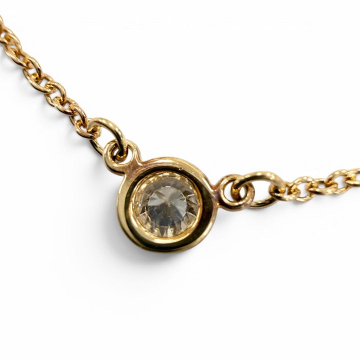 美品☆TIFFANY&amp;Co. ティファニー バイザヤード 1P ダイヤ ネックレス 750（YG） ダイヤモンド約0.05ct イエローゴールド 重量1.77g