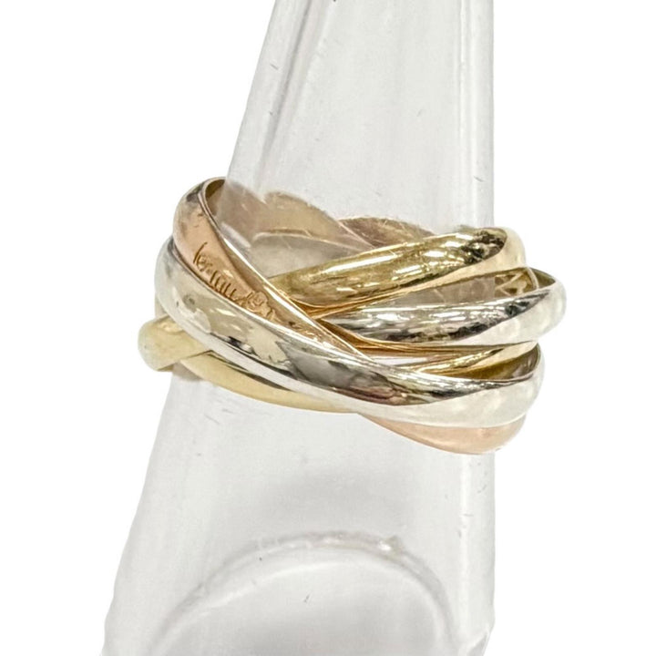 美品△Cartier カルティエ O1403B トリニティ 5連 リング 指輪 750(YG×PG×WG) 50 （実寸JP16号相当）ゴールド 重量8.26g レディース