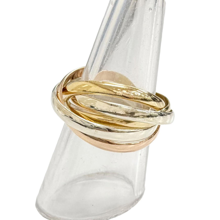 美品△Cartier カルティエ O1403B トリニティ 5連 リング 指輪 750(YG×PG×WG) 50 （実寸JP16号相当）ゴールド 重量8.26g レディース