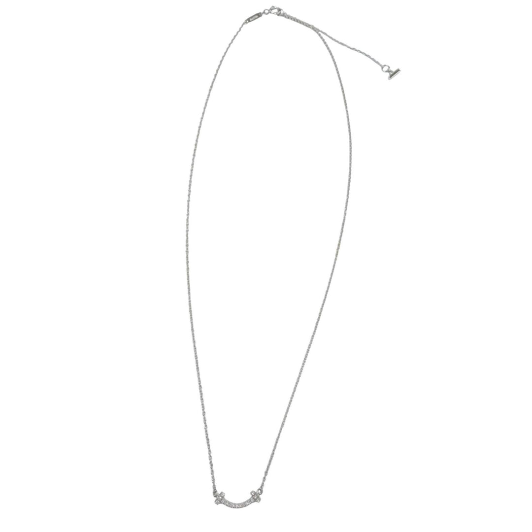 美品☆TIFFANY&amp;Co. ティファニー ティファニーT スマイル ペンダント ミニ AU750(WG) ダイヤモンド ホワイトゴールド 重量2.32g 保袋付