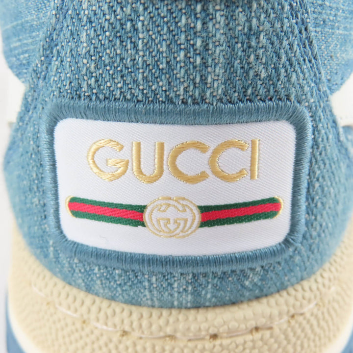 未使用品☆GUCCI グッチ 838831 リウェブ GGデニム レザー ローカットスニーカー インディゴブルー ホワイト 35 イタリア製 レディース