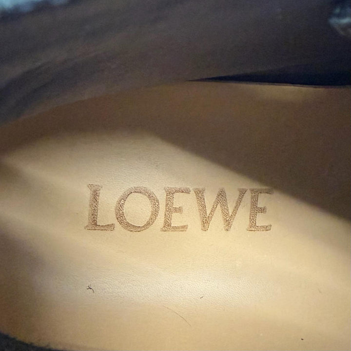美品◇LOEWE ロエベ L815285X72 ミッドカット コンバットブーツ レザー ショートブーツ ブラック 36 イタリア製 レディース 箱・保存袋付