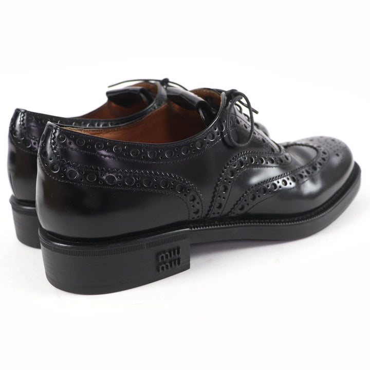 極美品☆Churchs Miu Miu チャーチ ミュウミュウ 5E038E ウイングチップ オックスフォード レザーシューズ ブラック 39 伊製 レディース