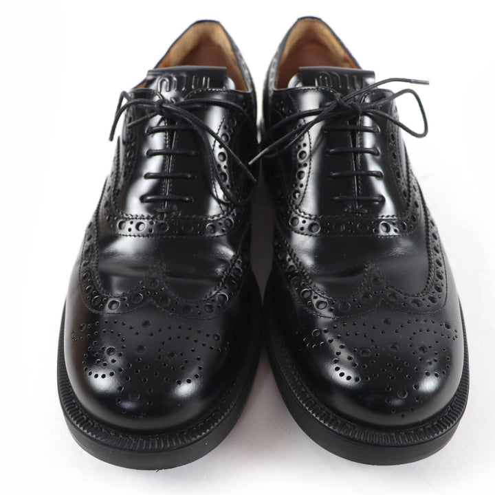 極美品☆Churchs Miu Miu チャーチ ミュウミュウ 5E038E ウイングチップ オックスフォード レザーシューズ ブラック 39 伊製 レディース