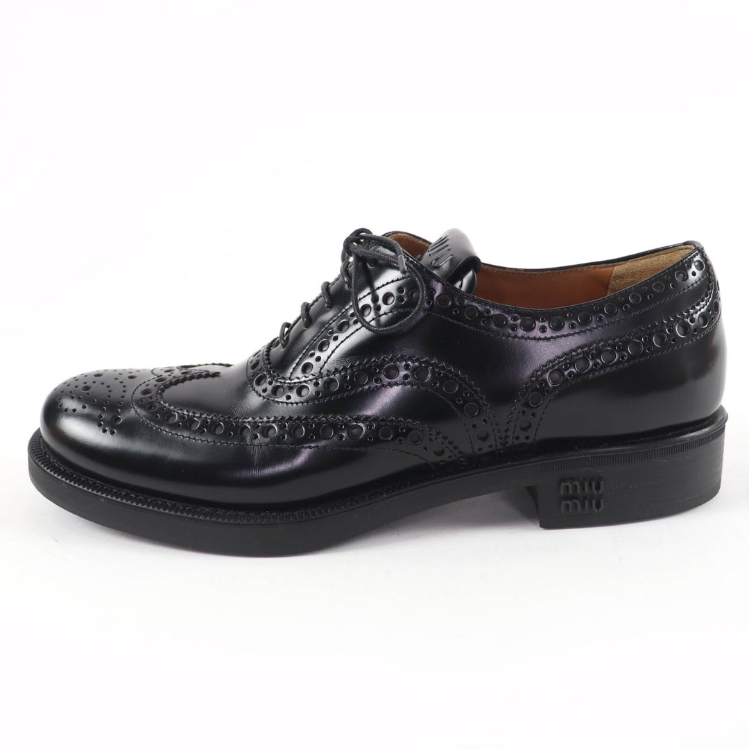 極美品☆Churchs Miu Miu チャーチ ミュウミュウ 5E038E ウイングチップ オックスフォード レザーシューズ ブラック 39 伊製 レディース