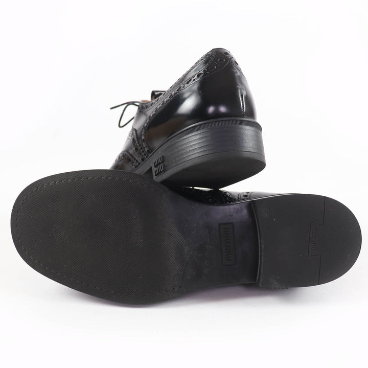 極美品☆Churchs Miu Miu チャーチ ミュウミュウ 5E038E ウイングチップ オックスフォード レザーシューズ ブラック 39 伊製 レディース