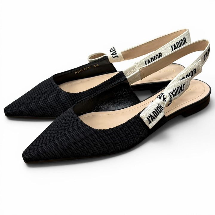 美品★Christian Dior クリスチャンディオール KCB384TFLS900 J’ADIOR レザー使い スリングバック フラット パンプス 36 箱付