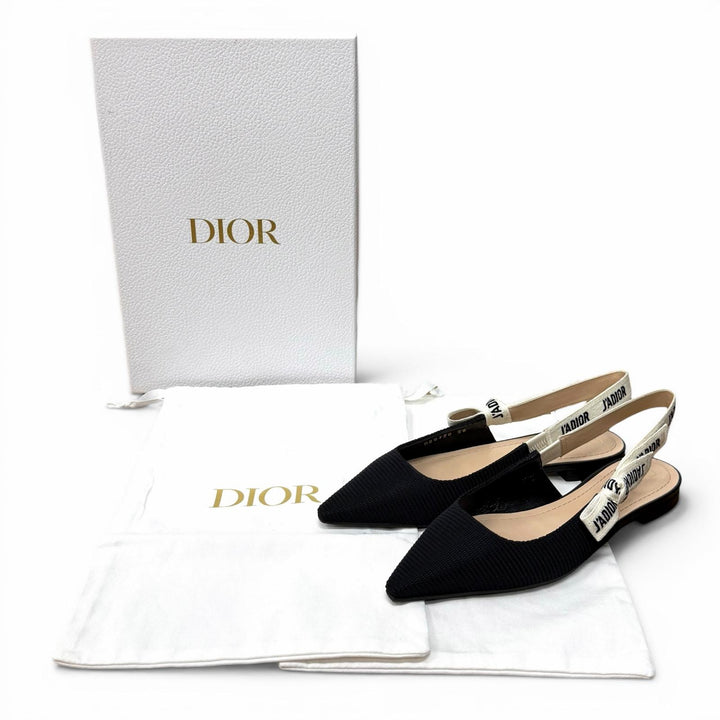 美品★Christian Dior クリスチャンディオール KCB384TFLS900 J’ADIOR レザー使い スリングバック フラット パンプス 36 箱付