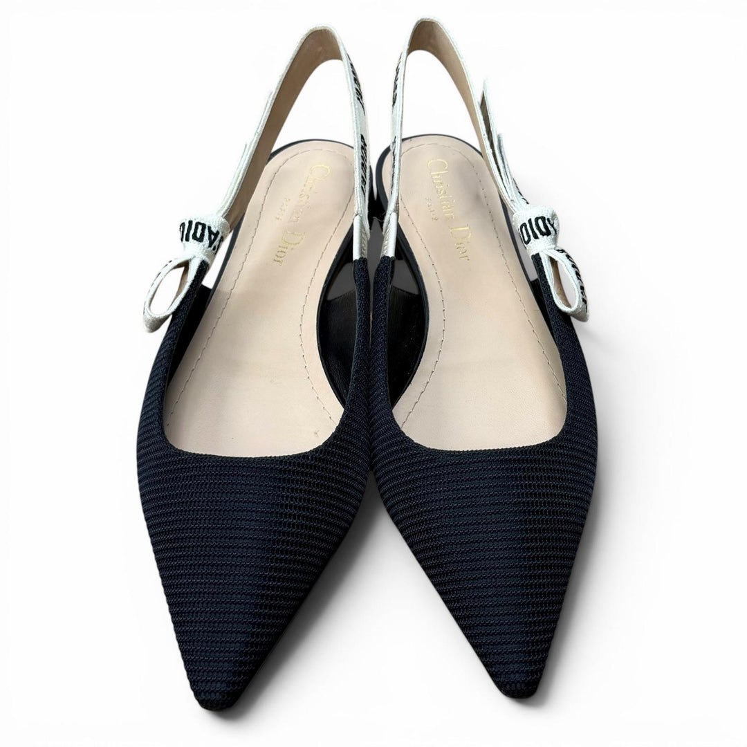 美品★Christian Dior クリスチャンディオール KCB384TFLS900 J’ADIOR レザー使い スリングバック フラット パンプス 36 箱付