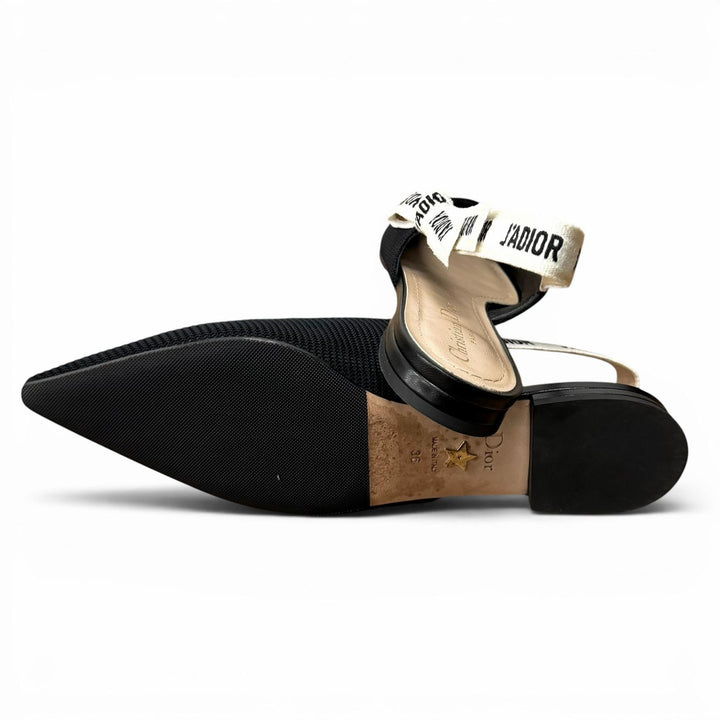 美品★Christian Dior クリスチャンディオール KCB384TFLS900 J’ADIOR レザー使い スリングバック フラット パンプス 36 箱付