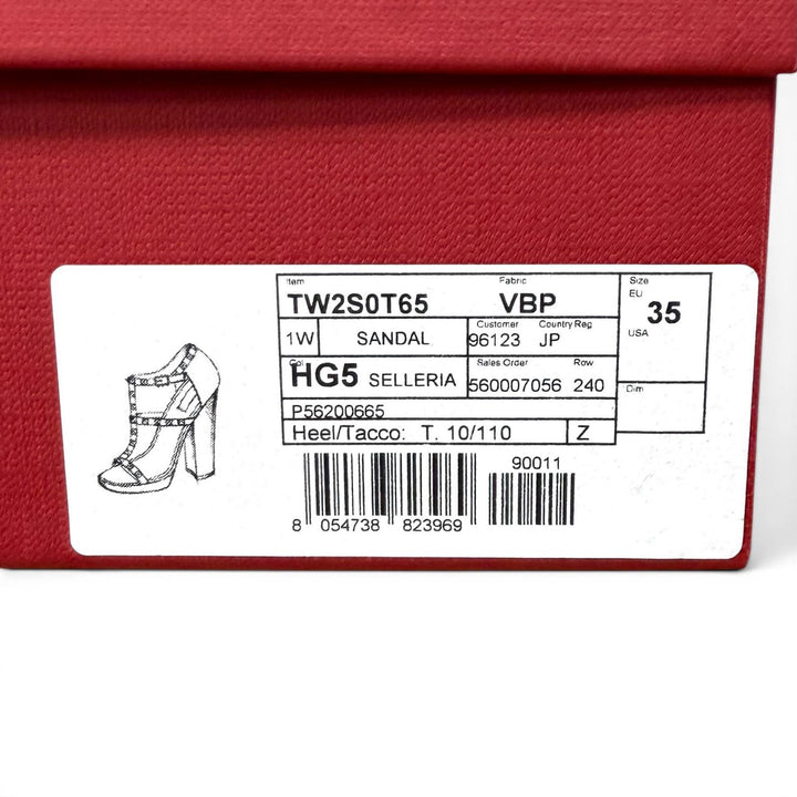 極美品★Valentino Garavani ヴァレンティノガラヴァーニ TW2S0T65 ロックスタッズ ストラップ レザー サンダル 35 箱・保存袋付