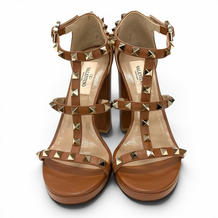 極美品★Valentino Garavani ヴァレンティノガラヴァーニ TW2S0T65 ロックスタッズ ストラップ レザー サンダル 35 箱・保存袋付