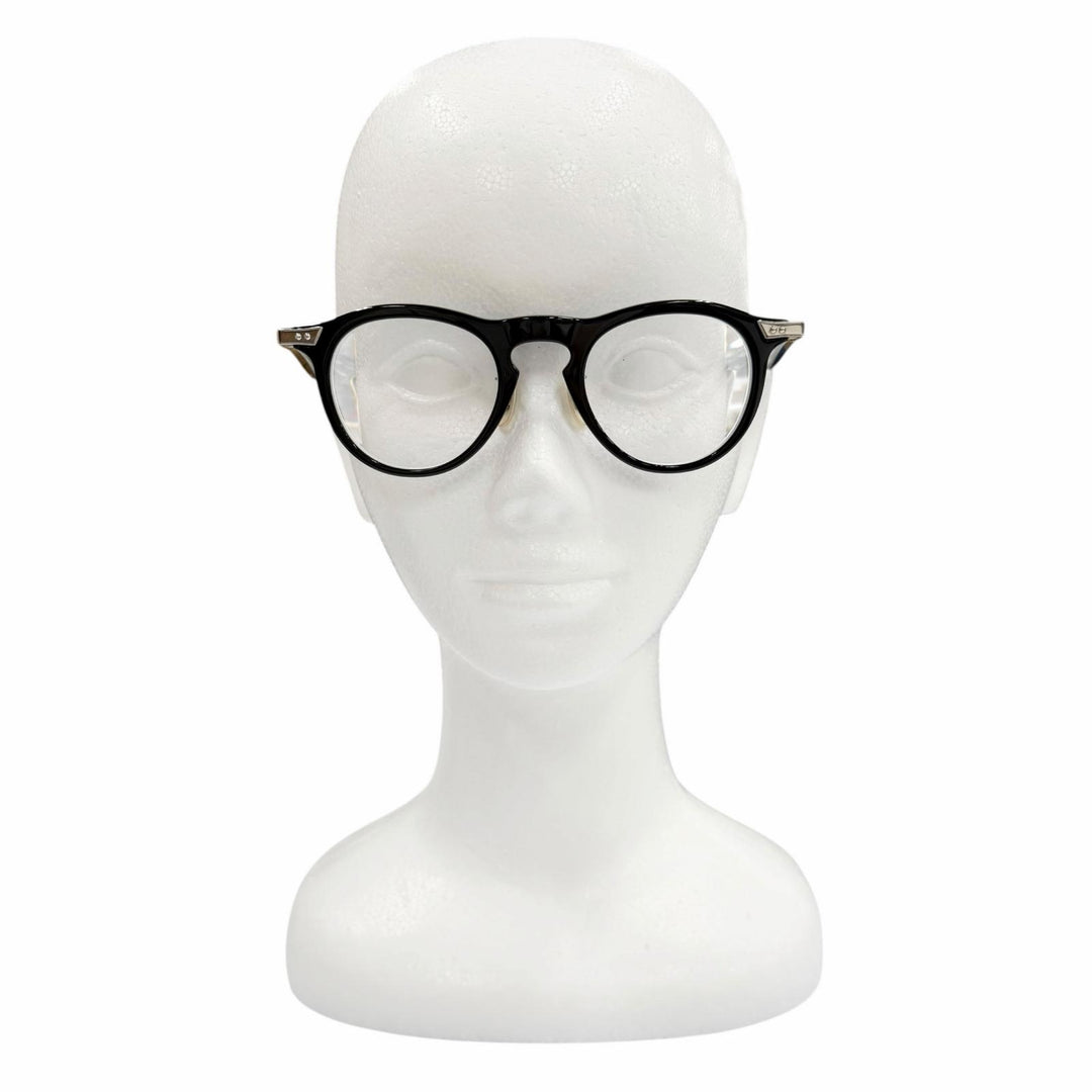 極美品▼EYEVAN アイヴァン Berman ボストン メガネ 眼鏡 アイウェア ブラック シルバー 46□22-145 度入り 日本製 メンズ 箱・保存袋付